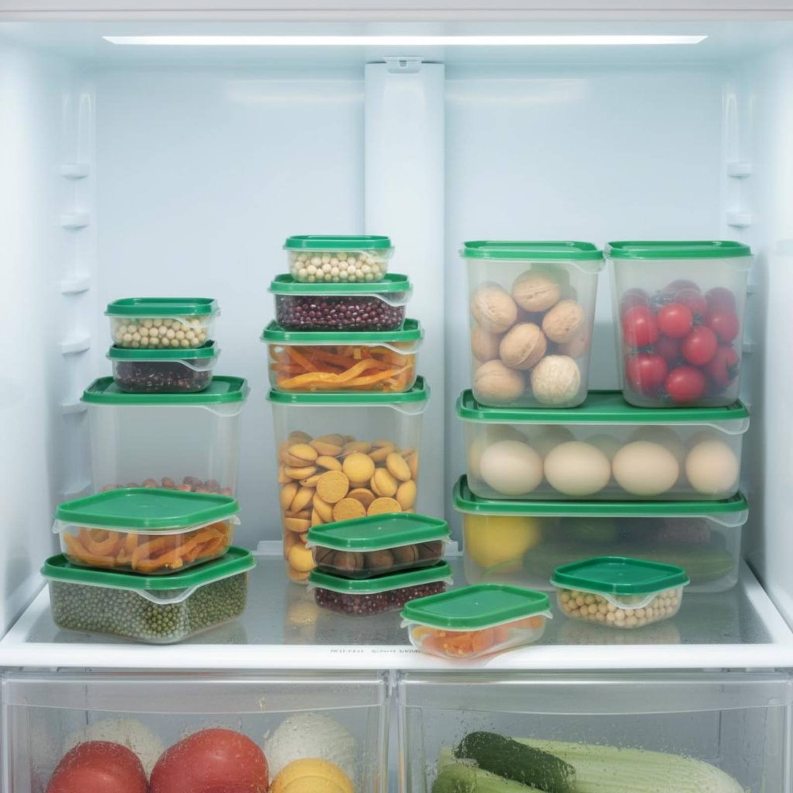 Food Storage Boxes - ชุดกล่องเก็บอาหารในตู้เย็น 17 ชิ้น กล่องพลาสติกกันรั่วซึมพร้อมฝาปิด ชุดกล่องถนอมอาหารสุญญากาศ ใช้ซ้ำได้สำหรับตู้เย็น