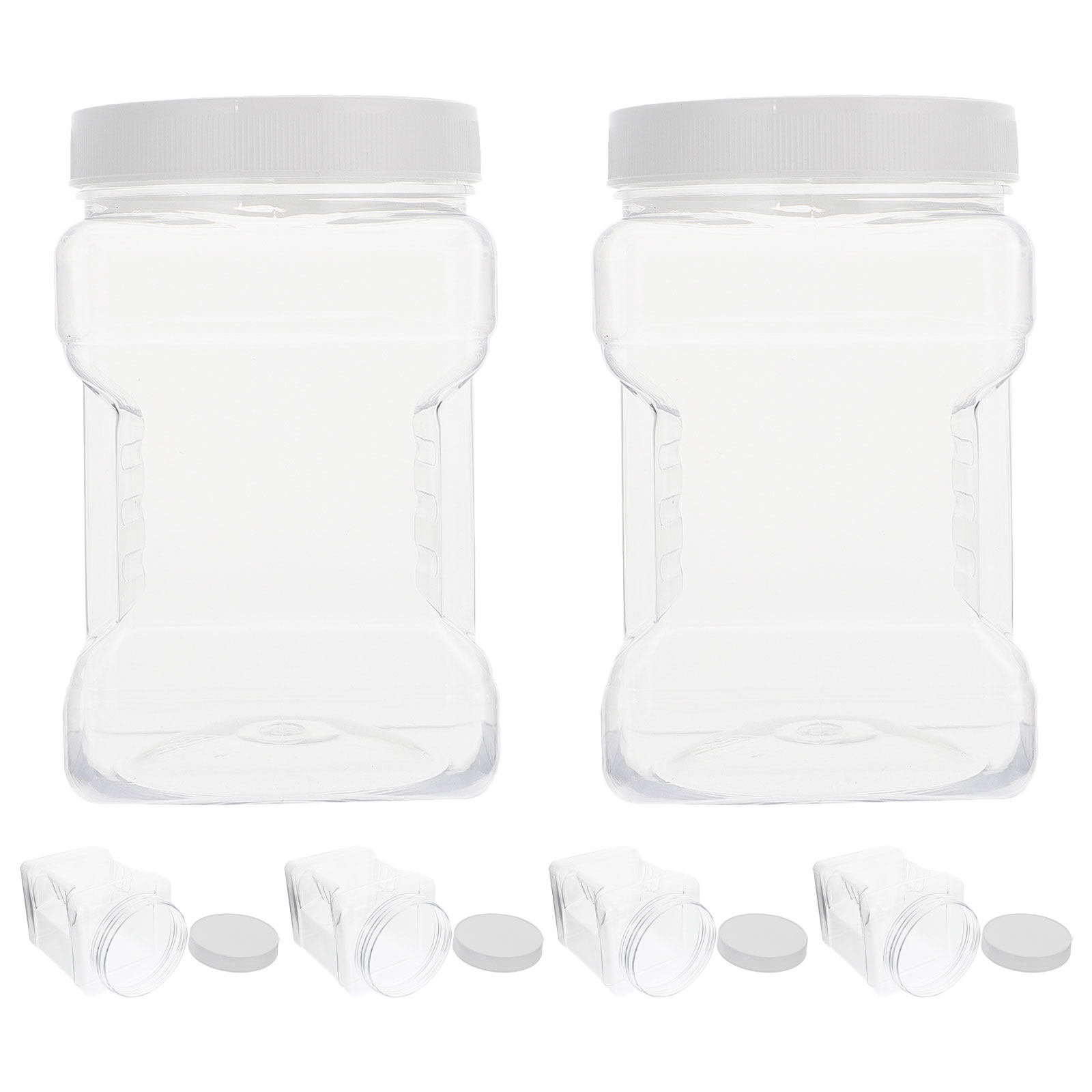Food Storage Handling - กระปุกเก็บของพลาสติกใสทรงสี่เหลี่ยม 6 ชิ้น ฝาปิดแน่นสนิท ปากกว้าง ใช้ซ้ำได้