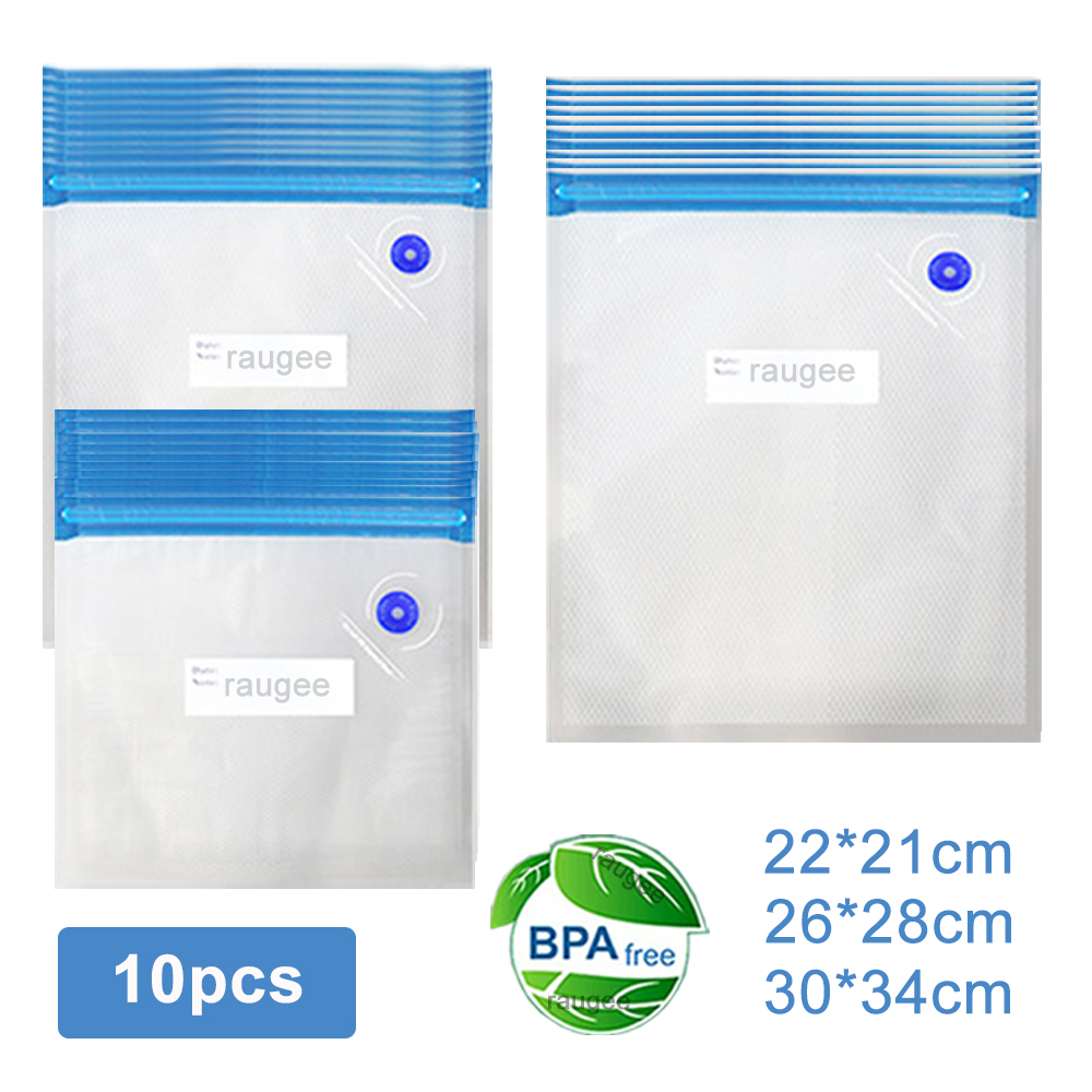 Vacuum Sealer Bag - ถุงสูญญากาศ อาหารแบบใช้ซ้ําได้ ถุงบรรจุภัณฑ์สูญญากาศ 10 ชิ้น ถุงเก็บสูญญากาศปิดผนึกสําหรับอาหาร