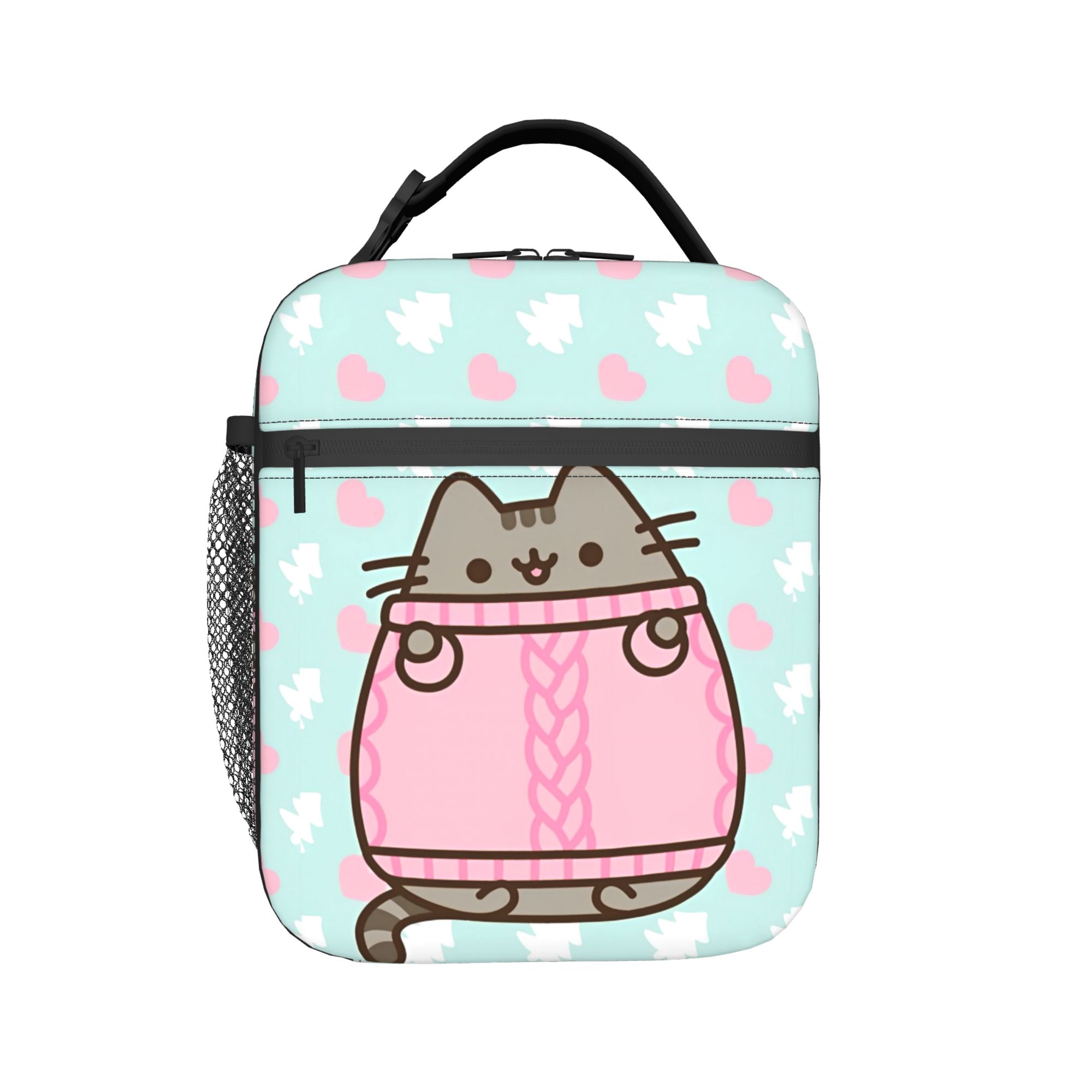 Food Storage Keep Warm - กระเป๋าใส่อาหารกลางวันลายแมวน่ารักแบบพกพา P-Pusheencats กล่องเก็บอาหารแบบเก็บความเย็น กระเป๋าใส่อาหารกลางวัน กระเป๋าปิคนิคสำหรับนักศึกษา กระเป๋าเก็บอาหาร