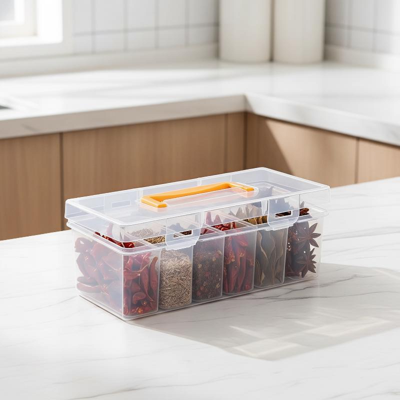 Food Storage Building - ชุดอุปกรณ์จัดเก็บเครื่องมือ 7 ชิ้น กล่องเก็บของอเนกประสงค์แบบใสพร้อมตัวแบ่งช่อง กล่องพกพาสำหรับเด็ก ของเล่นตัวต่อขนาดเล็ก