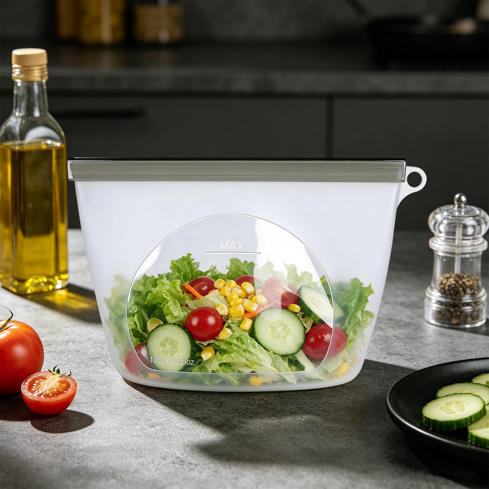 Food Storage Ziploc Bags - ถุงเก็บอาหารแบบใช้ซ้ำได้ ภาชนะทนอุณหภูมิสูง ป้องกันการรั่วซึม ภาชนะใส่อาหารกลางวันแบบซิปล็อค สำหรับขนม ผัก