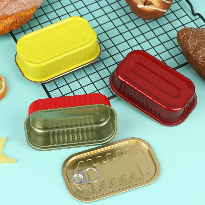 Food Storage Boxes - กล่องเก็บของโลหะทรงสี่เหลี่ยมขนาดเล็ก 2 ชิ้น พร้อมฝาปิดแบบดึง, กล่องใส่อาหารอเนกประสงค์ขนาดเล็ก