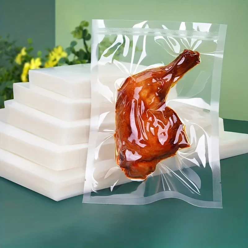 Vacuum Sealer Bag - ถุงซีลสูญญากาศ 50 ชิ้น, ถุงบีบอัดสุญญากาศแบบใช้แล้วทิ้ง, ถุงบรรจุภัณฑ์อาหารแบบใส, สำหรับเนื้อสัตว์,