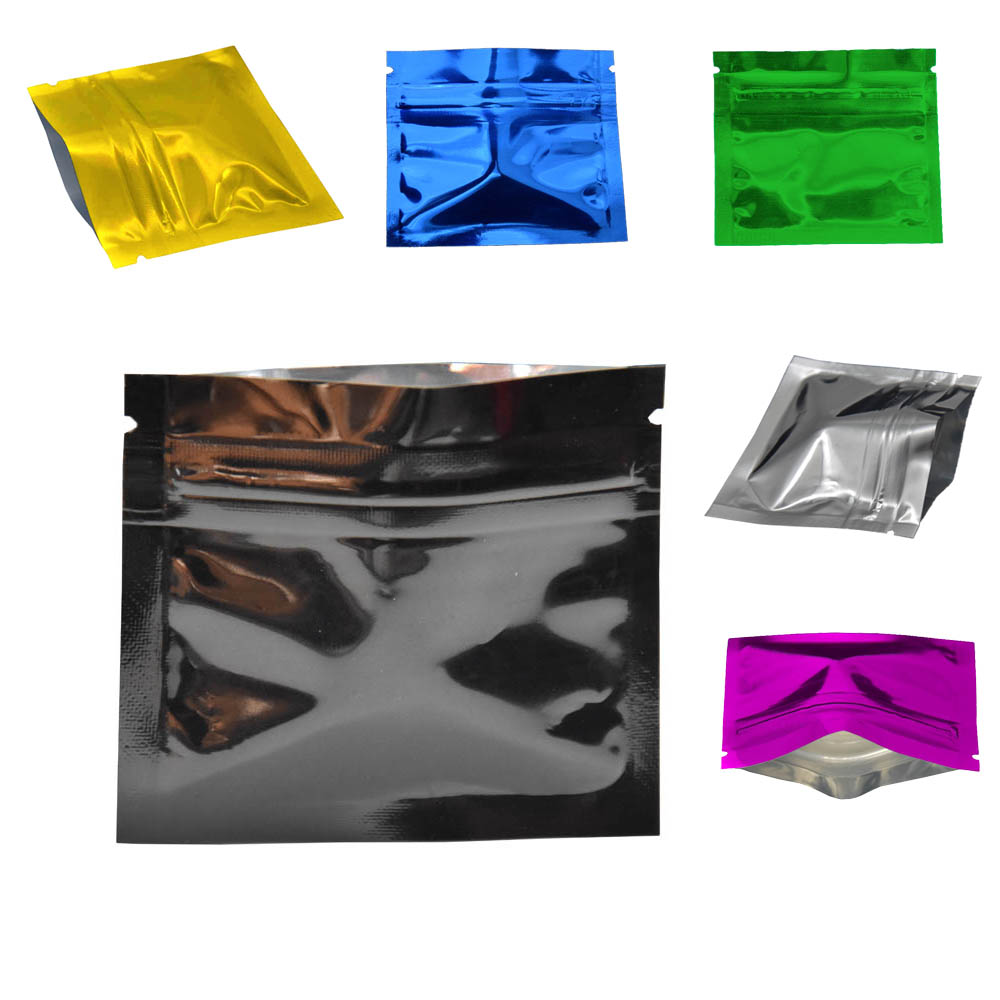 Food Storage Ziploc Bags - 100Pcs ที่มีสีสัน Glossy อลูมิเนียมฟอยล์ซิปล็อคกระเป๋า Tear Notch