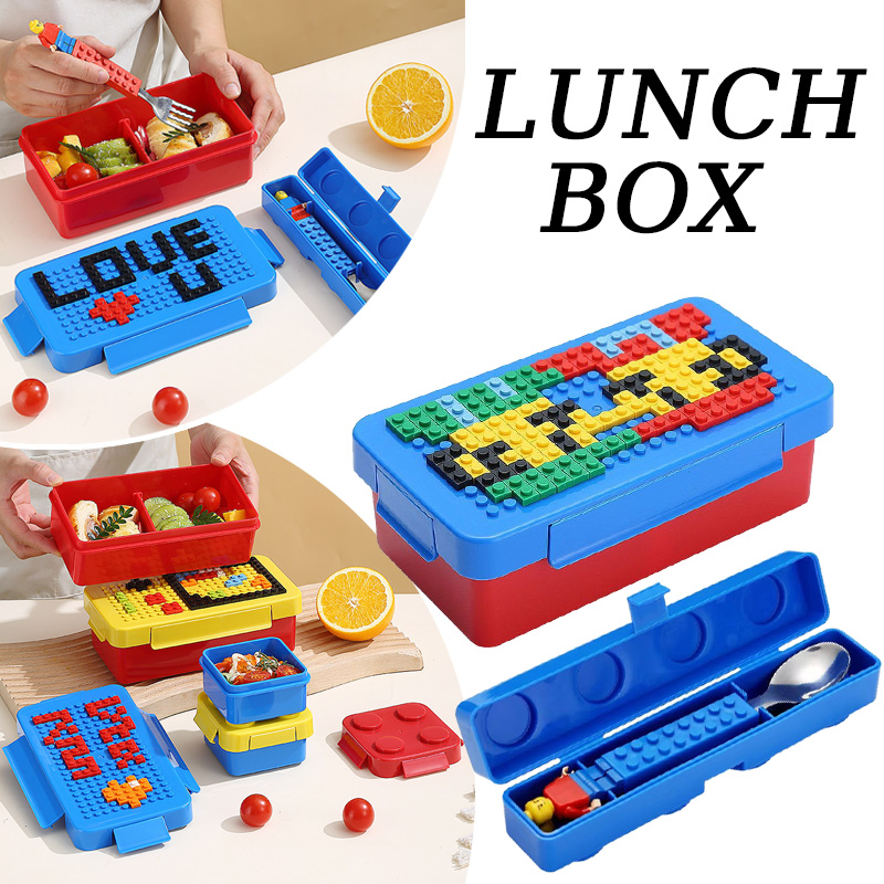 Food Storage Building - Building Block กล่องอาหารกลางวันสี Building Blocks Splicing