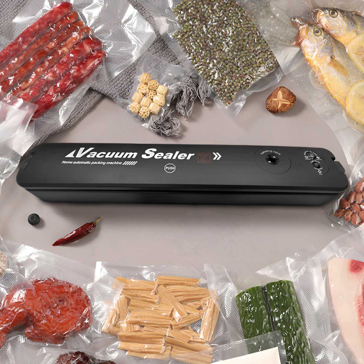 Vacuum Sealer Bag - เครื่องซีลสูญญากาศสำหรับอาหาร 220V ปลั๊ก EU พร้อมถุงสูญญากาศ 10