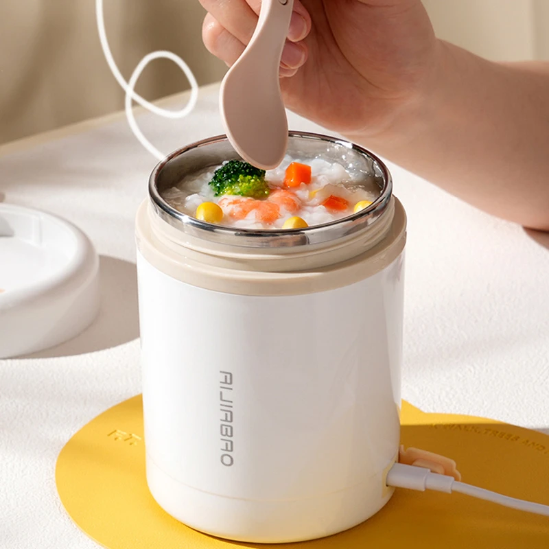 Food Storage Tupperware - 600ML USB ไฟฟ้าความร้อนกล่องอาหารกลางวันแบบพกพาปิคนิคนมเครื่องดื่มอาหารเครื่องทําความร้อนสแตนเลสอุ่นอาหารคอนเทนเนอร์ 5V 12V 24V