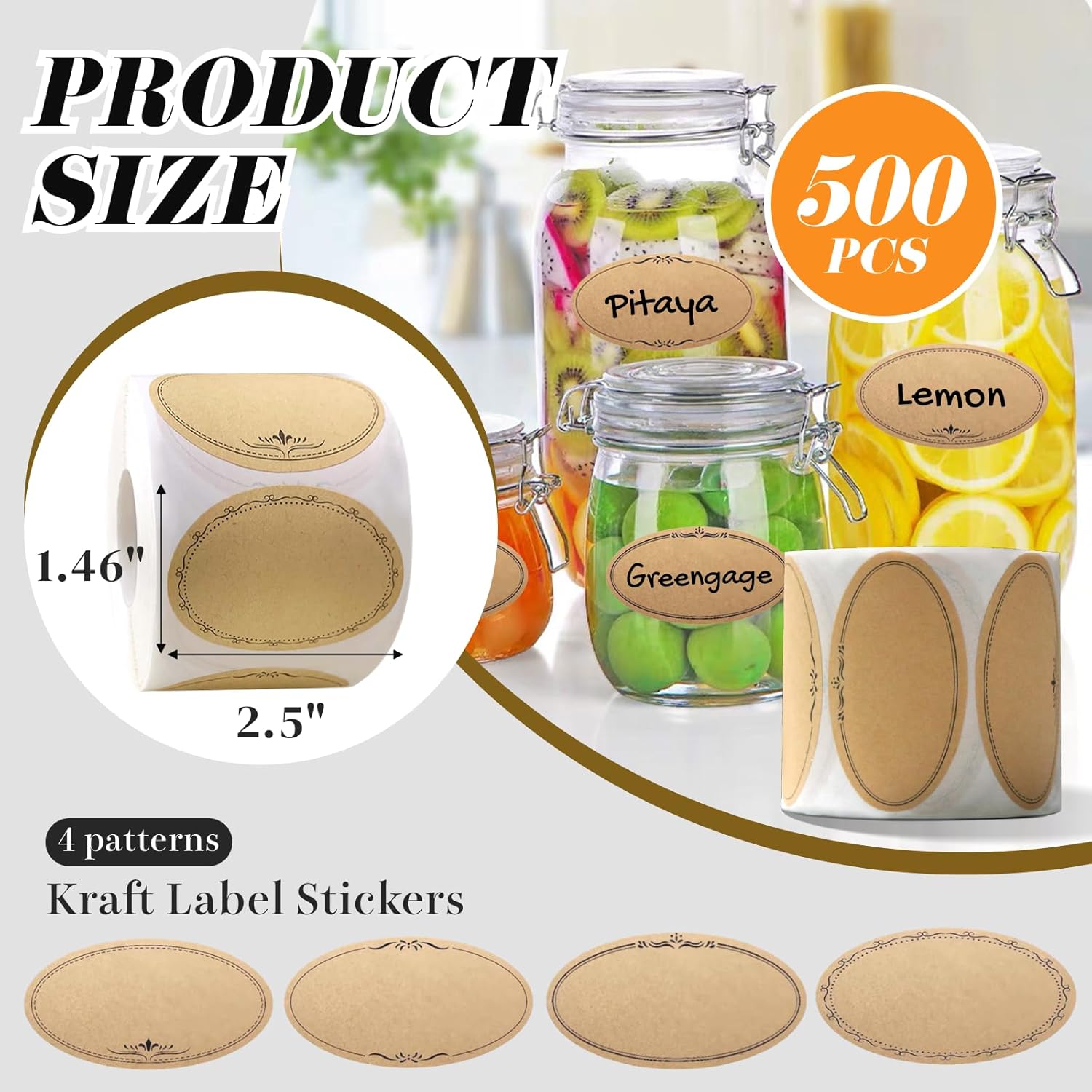 500 ชิ้น ป้ายติดขวดโหล 2.5 นิ้ - Food Storage Jar Labels บทวิจารณ์และราคา