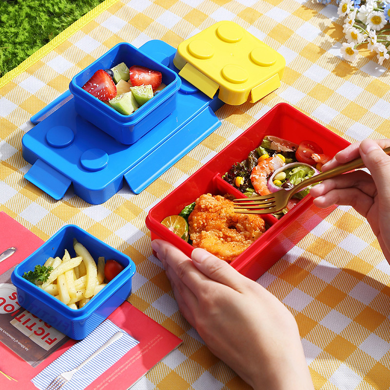 กล่องเบนโตะสร้างสรรค์รูปทรงบล็ - Food Storage Building บทวิจารณ์และราคา