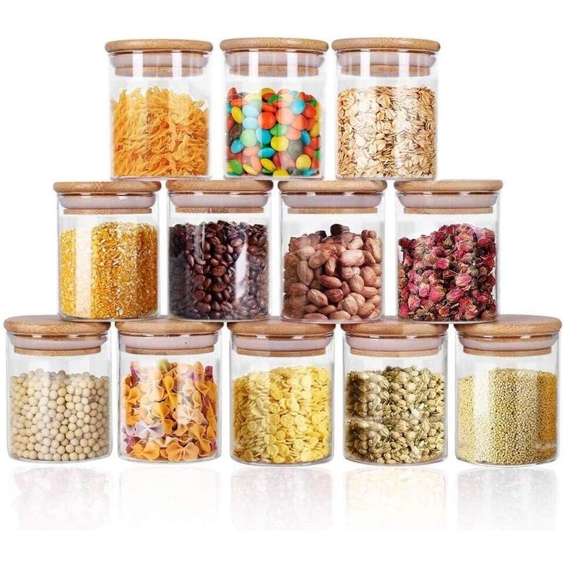 ชุดขวดแก้ว 12 ใบ พร้อมฝาปิดไม้ - Food Storage Jar Labels บทวิจารณ์และราคา