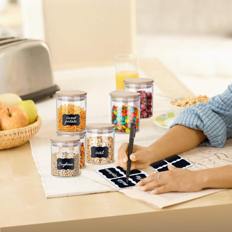 ชุดขวดแก้ว 12 ใบ พร้อมฝาปิดไม้ - Food Storage Jar Labels บทวิจารณ์และราคา