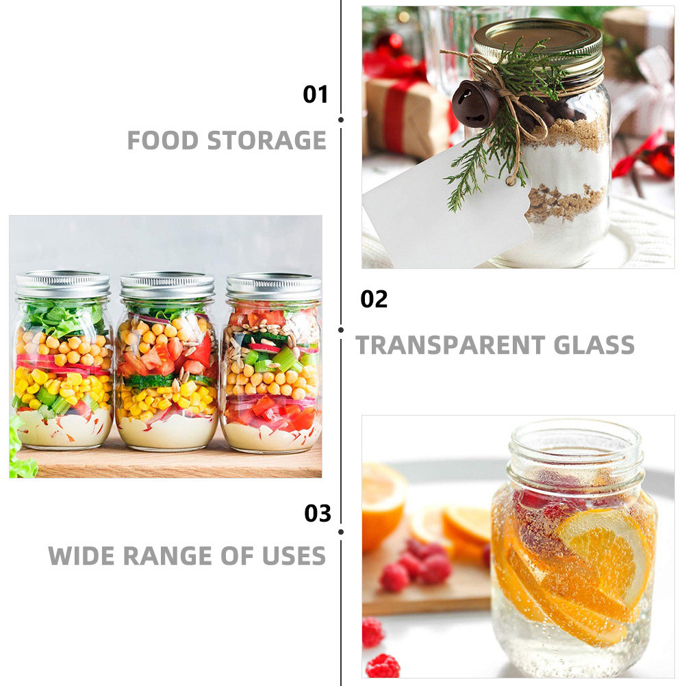 ขวดแก้วใสทรงกลม 6 ชิ้น พร้อมฝา - Food Storage Jars Airtight บทวิจารณ์และราคา
