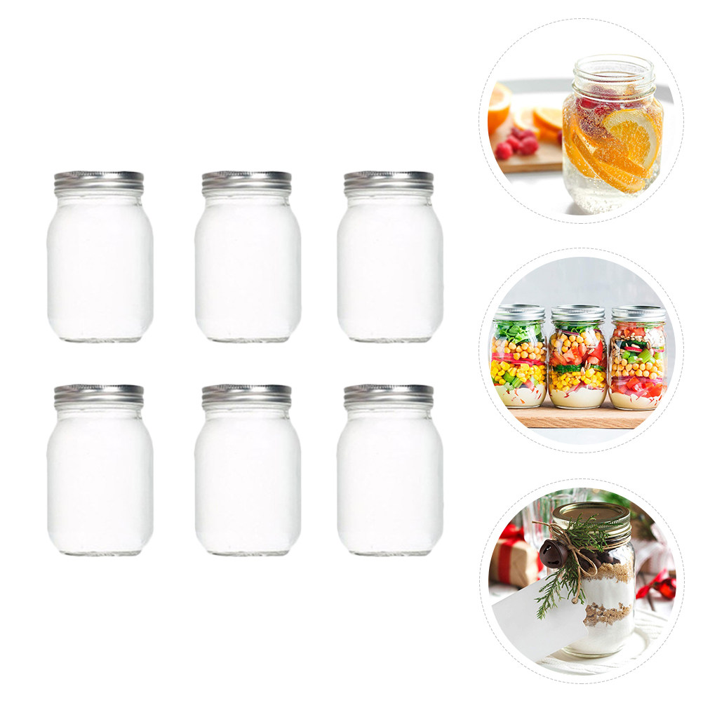ขวดแก้วใสทรงกลม 6 ชิ้น พร้อมฝา - Food Storage Jars Airtight บทวิจารณ์และราคา