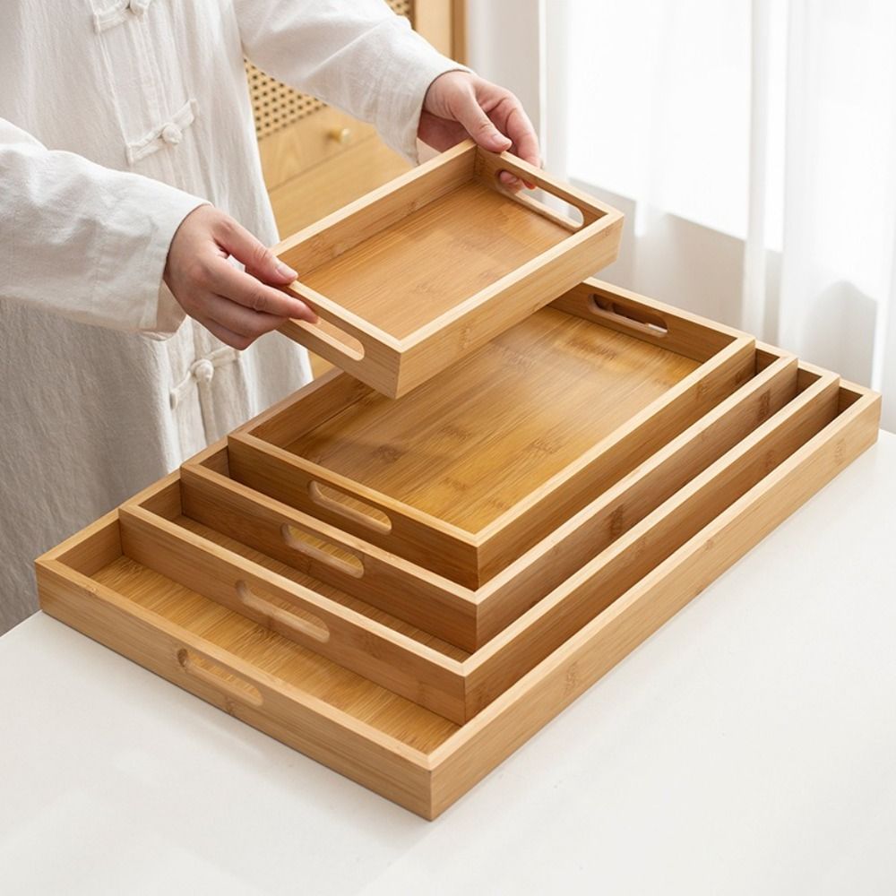 ถาดไม้ไผ่ทรงสี่เหลี่ยม ถาดไม้ธ - Food Storage Handling บทวิจารณ์และราคา