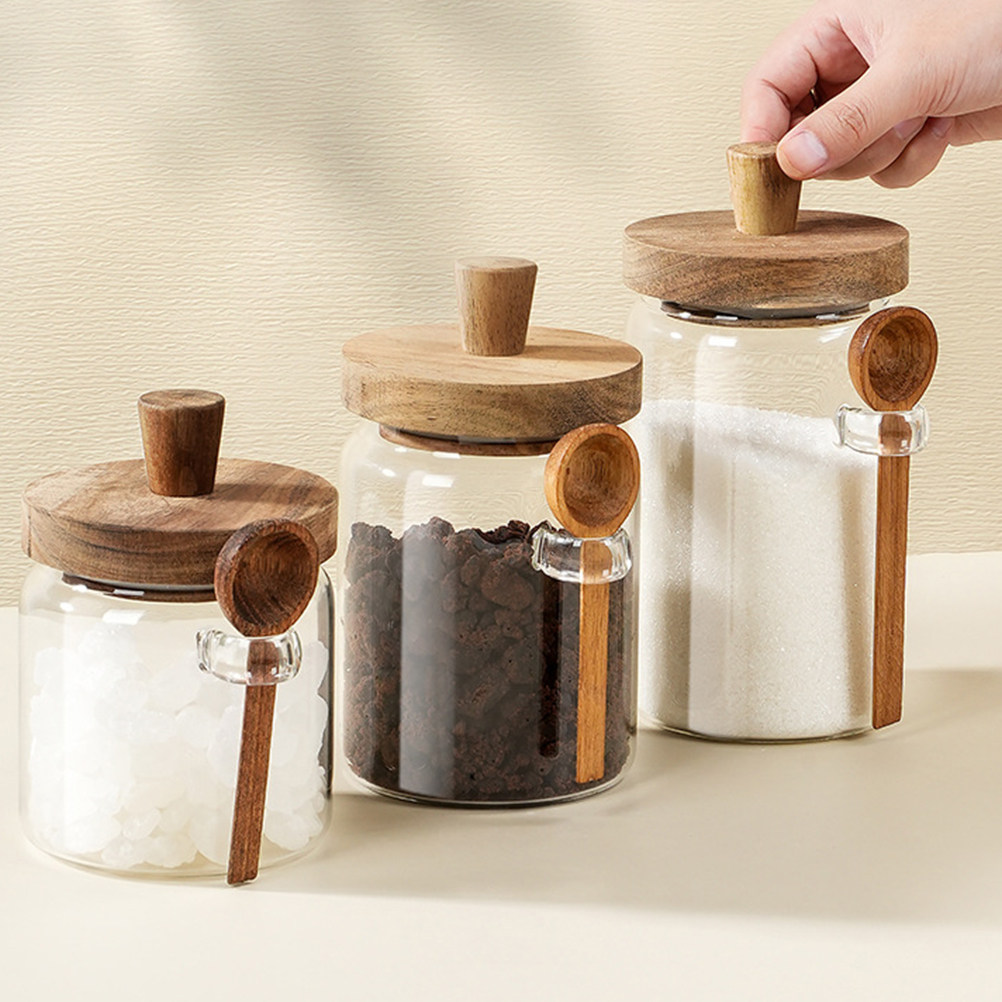 โถเก็บอาหารแก้วใสพร้อมฝาไม้ปิด - Food Storage Jars Airtight บทวิจารณ์และราคา