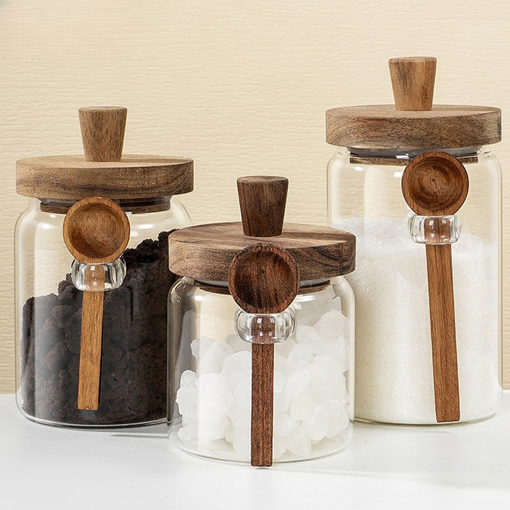 โถเก็บอาหารแก้วใสพร้อมฝาไม้ปิด - Food Storage Jars Airtight บทวิจารณ์และราคา
