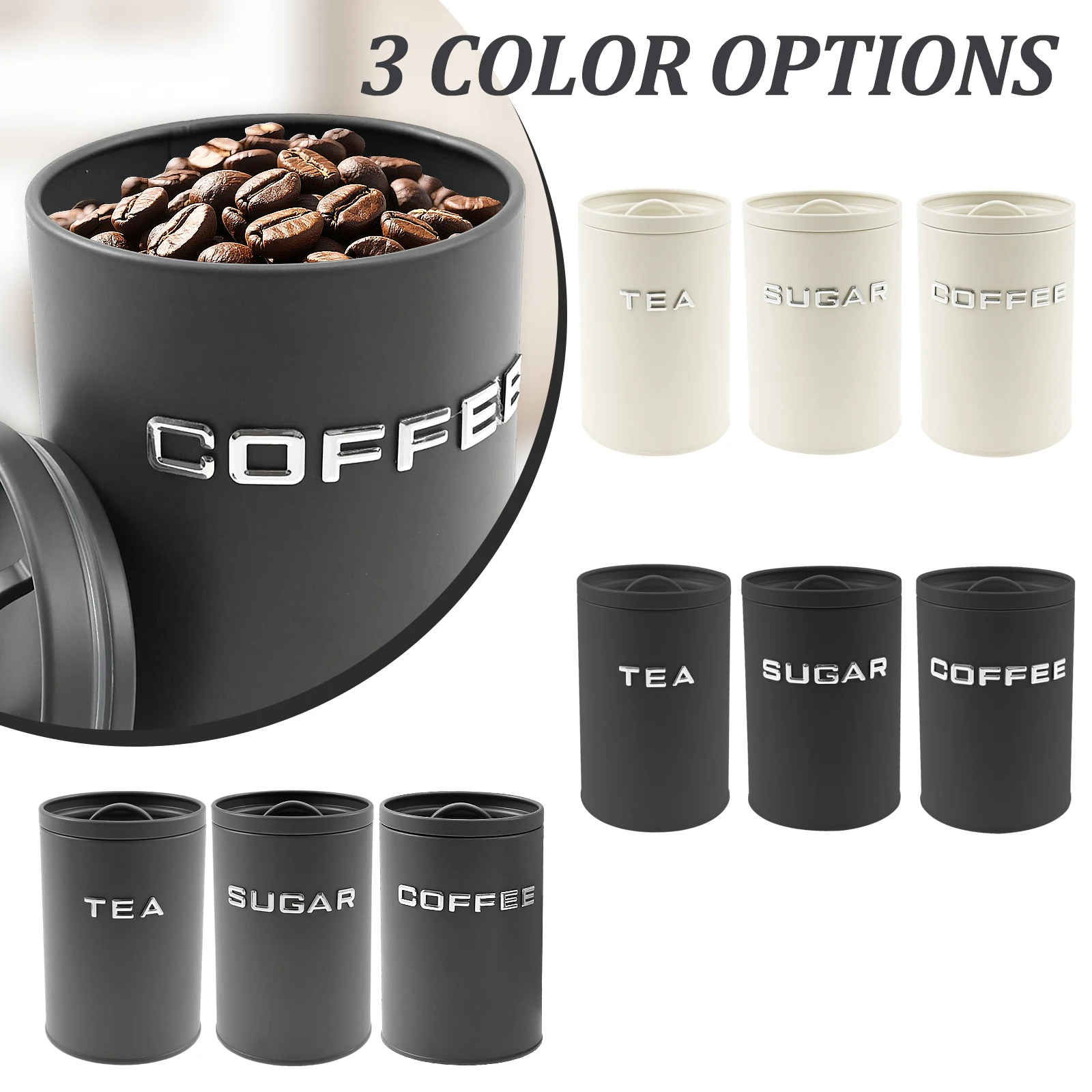 กระป๋องเก็บชา กาแฟ น้ำตาล 3 ชิ - Food Storage Jars Airtight บทวิจารณ์และราคา